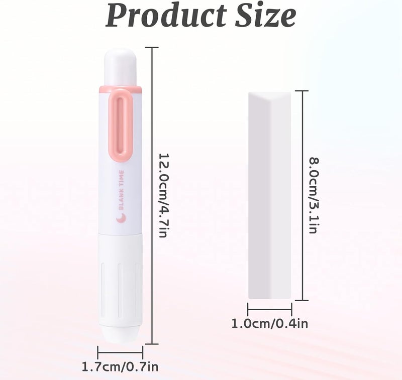 MG 4Pcs Retractable Click Pencil Eraser Pens, Cute Soft Rubber Stick Mechanical Eraser Pen, Large White Erasers for Art Drawing School Stationery Supplies - Image 2